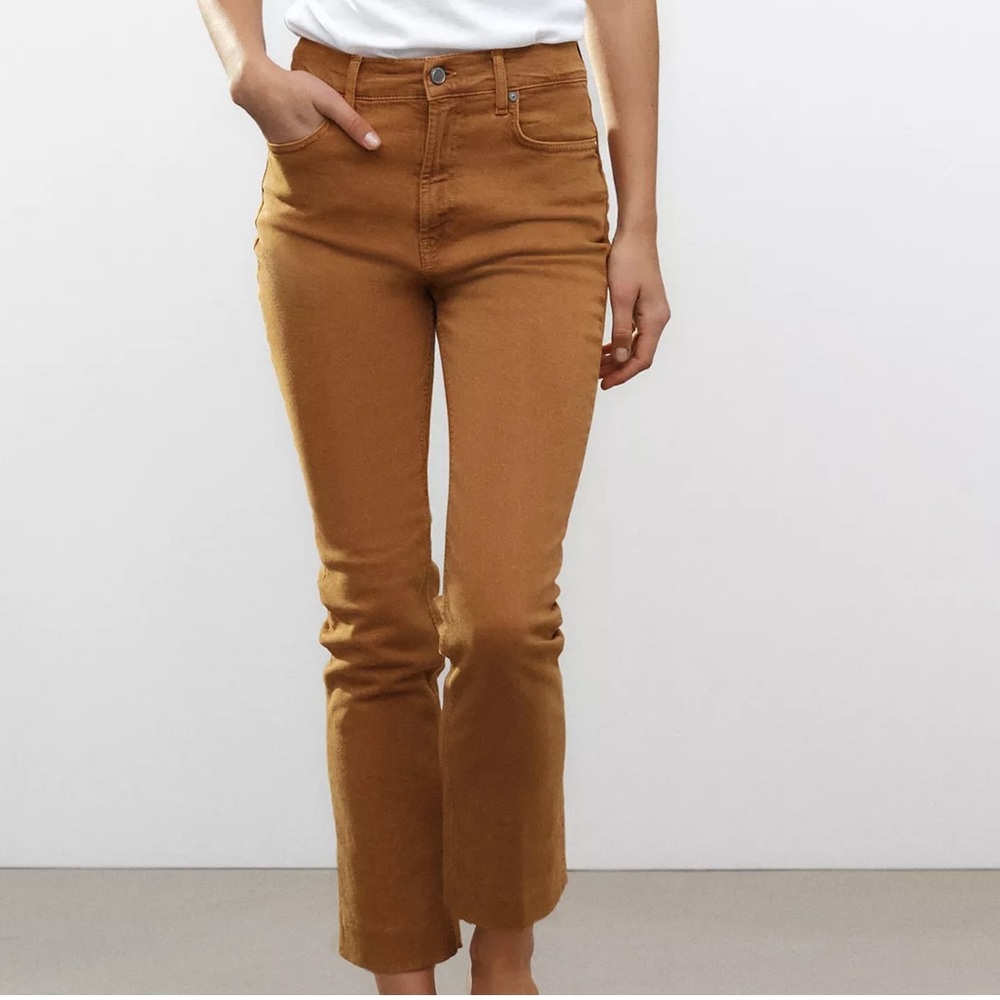 Zara Women's High Rise Bootcut Brown‎ Cropped Flare Jeans Size 10